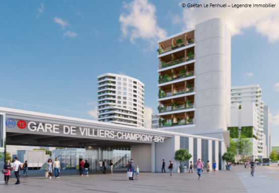 Maquette d'un bâtiment moderne avec balcons et espaces verts intégrés.