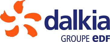 SYNING - LOGO DALKIA Logo de Dalkia, Groupe EDF, avec un symbole floral orange et le nom en bleu.