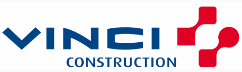 SYNING - LOGO VINCI CONSTRUCTION Logo de Vinci Construction avec un design épuré et des éléments graphiques rouges.