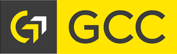 SYNING - LOGO GCC Logo de GCC, combinant les couleurs gris et jaune avec un design moderne.
